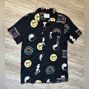 Duvin Mens Short Sleeve You Seem Pretty Cool Button Up Small